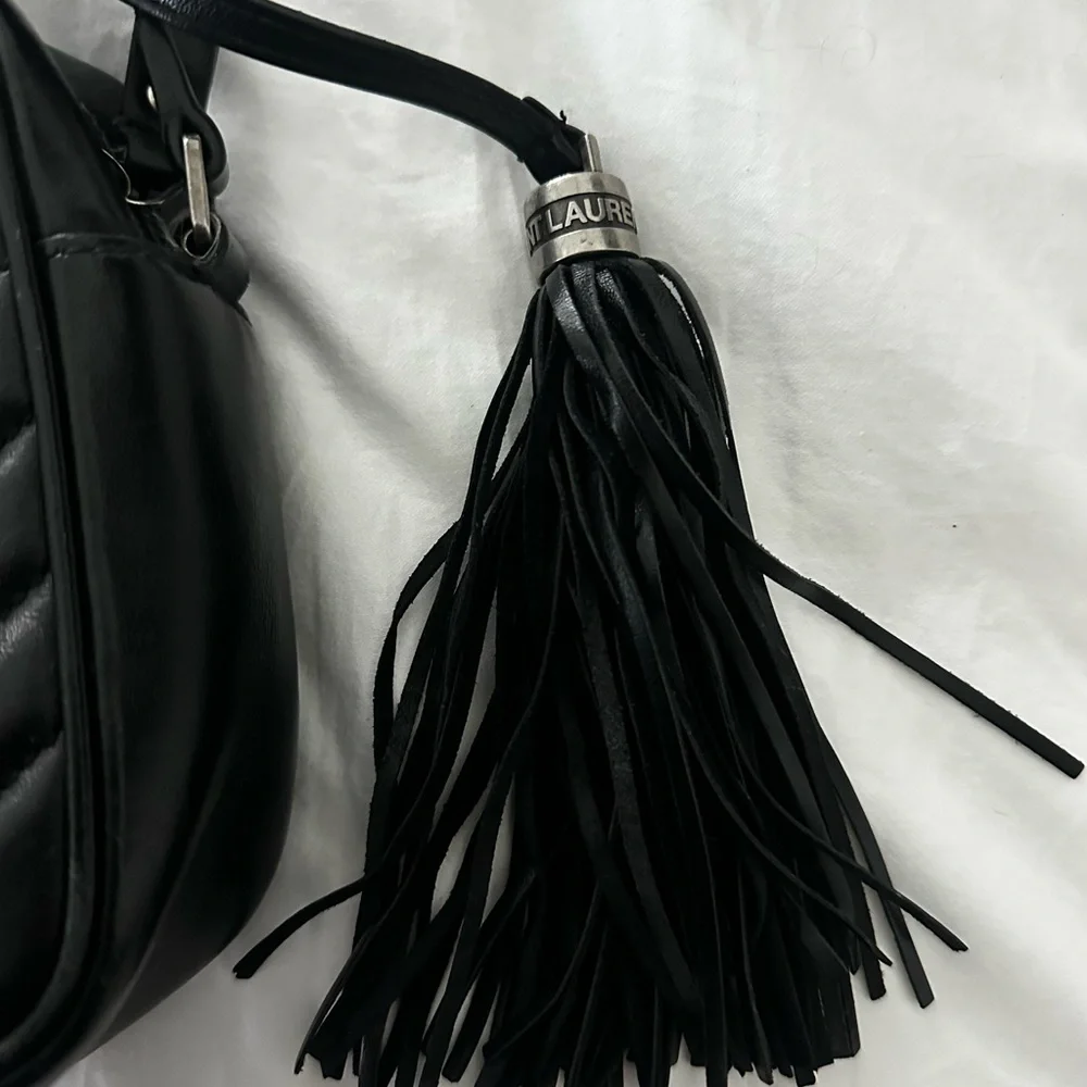 Yves Saint Laurent Black Chevron Crossbody Bag *AUTHENTIC* - Picture 3 of 4